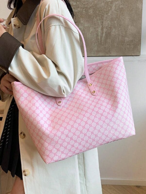 Stylish pink tote bag for work, shopping, and travel