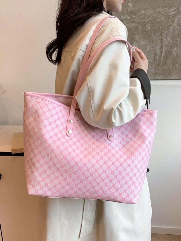 Stylish pink tote bag for work, shopping, and travel