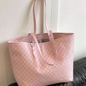 Stylish pink tote bag for work, shopping, and travel