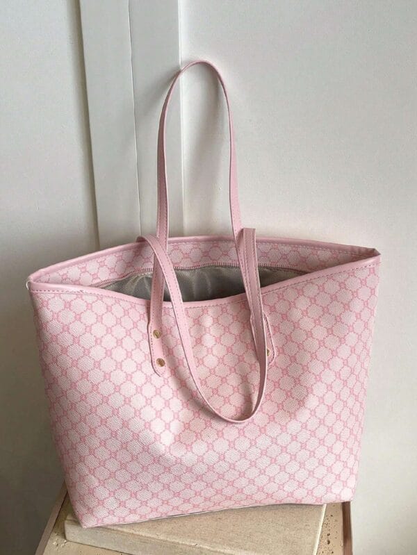 Stylish pink tote bag for work, shopping, and travel