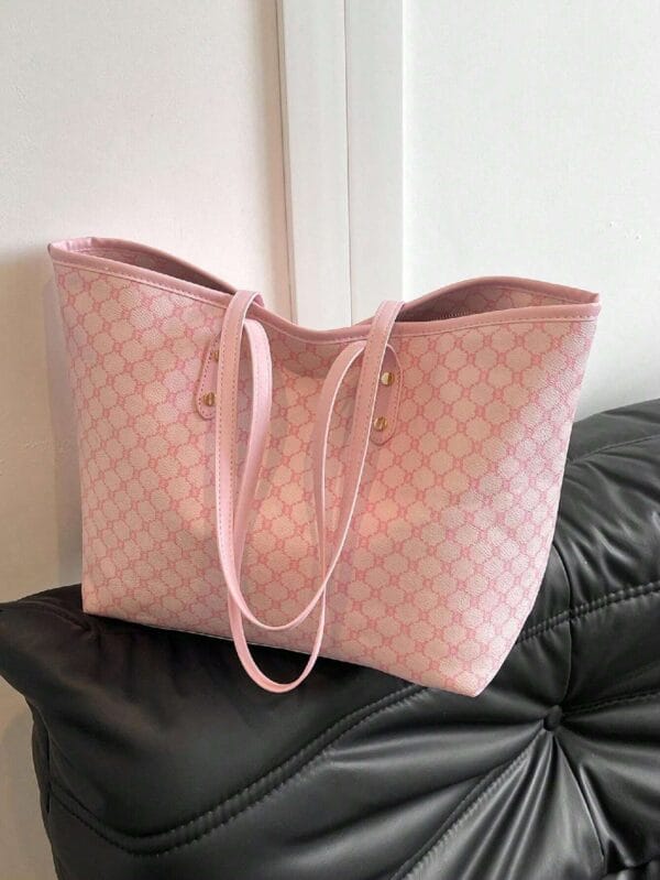 Stylish pink tote bag for work, shopping, and travel