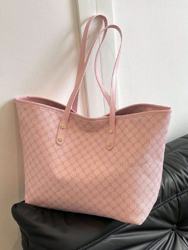 Stylish pink tote bag for work, shopping, and travel